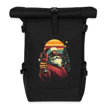 Weihnachten Wein Weihnachtsmann Weihnachtsfeier - Rolltop Rucksack - Schwarz - Vorne