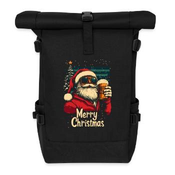Weihnachtsmann mit Bier Weihnachtsfeier - Rolltop Rucksack - Schwarz - Vorne