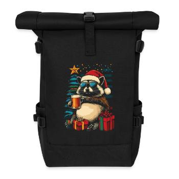 Beer Christmas Raccoon Christmas Party - Roll Top Backpack - black - Front