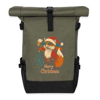 Bier Weihnachten Fuchs Weihnachtsfeier - Rolltop Rucksack - Olive/Schwarz - Vorne