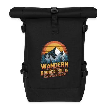 Wandern mit meinem Border Collie - Rolltop Rucksack - Schwarz - Vorne