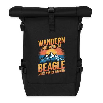 Wandern mit meinem Beagle - Rolltop Rucksack - Schwarz - Vorne