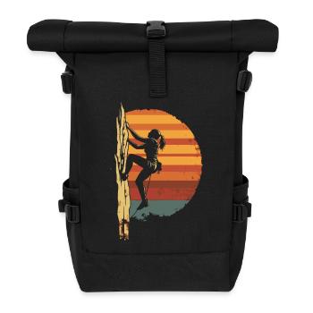 Climber freeclimbing vintage silhouette - Roll Top Backpack - black - Front