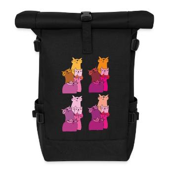 katzen treffen muster - Rolltop Rucksack - Schwarz - Vorne