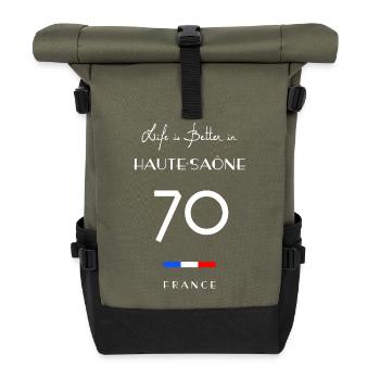 Das Leben ist besser in HAUTE-SAÔNE Nummer 70 - Rolltop Rucksack - Olive/Schwarz - Vorne