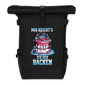Baking Baker Baking Queen Baking Fairy Cake Cake - Roll Top Backpack - black - Front