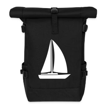 Sailing boat yacht logo symbol sign. Yacht club - Roll Top Backpack - black - Front