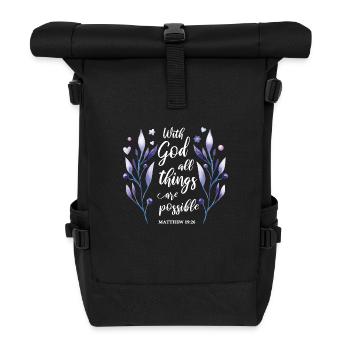 Religiöses Zitat Christliches Geschenk - Rolltop Rucksack - Schwarz - Vorne