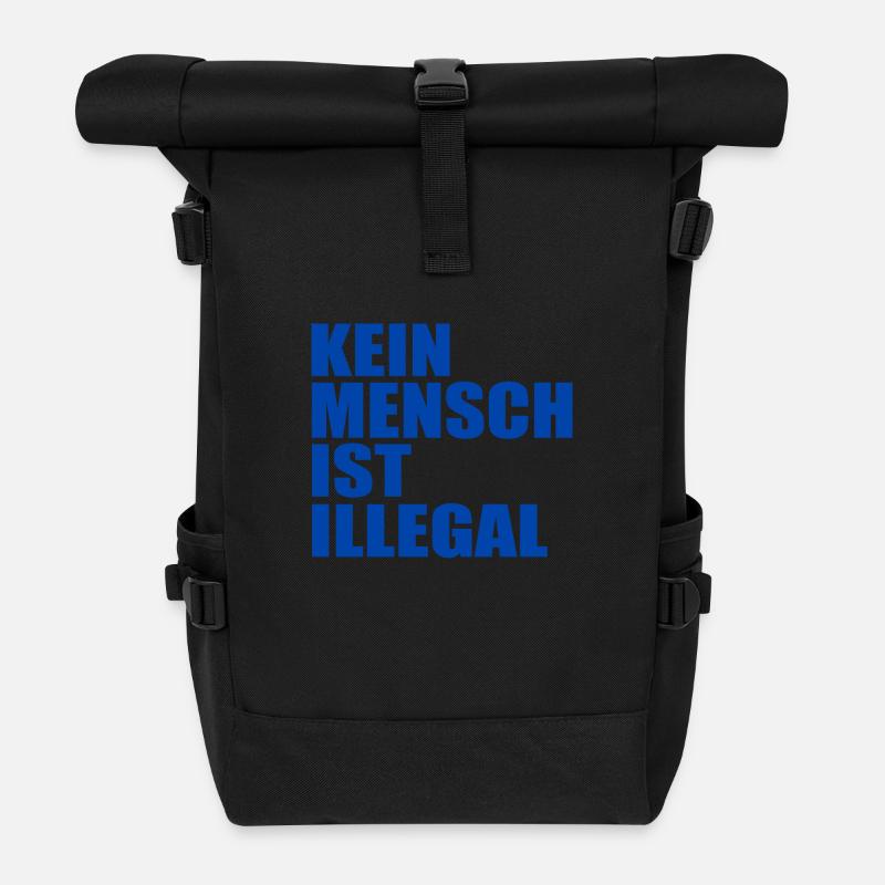 kein mensch ist illegal - Rolltop Rucksack - Schwarz
