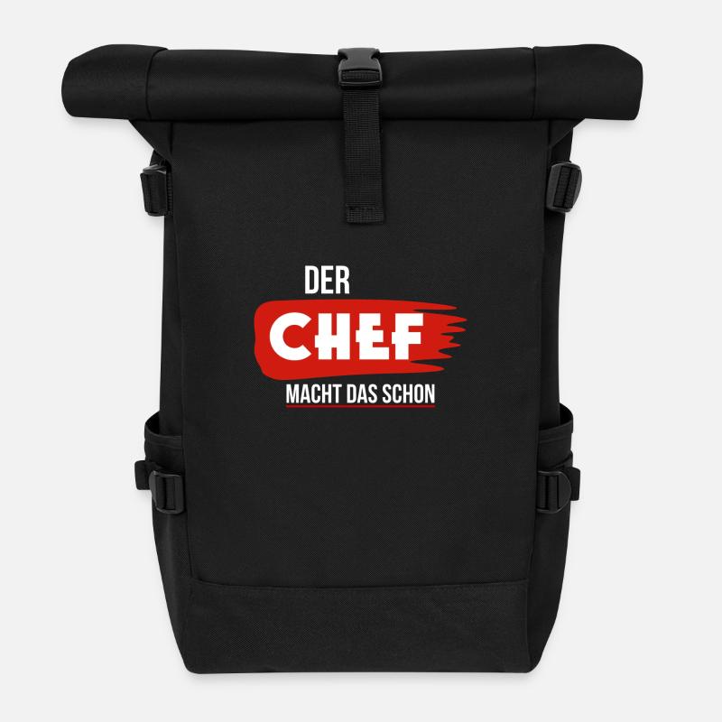 Der Chef macht das schon - Rolltop Rucksack - Schwarz