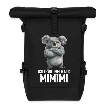 Koala Niedlicher Koalabär Ich höre immer Mimimi - Rolltop Rucksack - Schwarz - Vorne