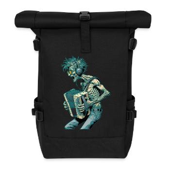 Akkordeonspieler singt mit Herz und Seele - Rolltop Rucksack - Schwarz - Vorne