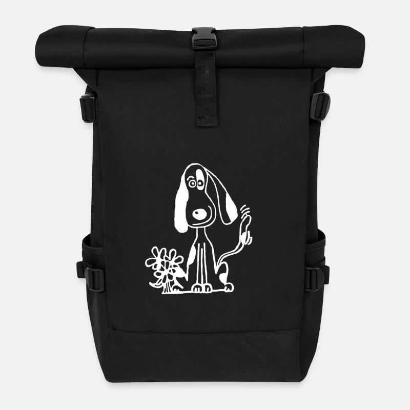 Chien doux avec un cadeau de regard de teckel - Sac à dos roll top - noir