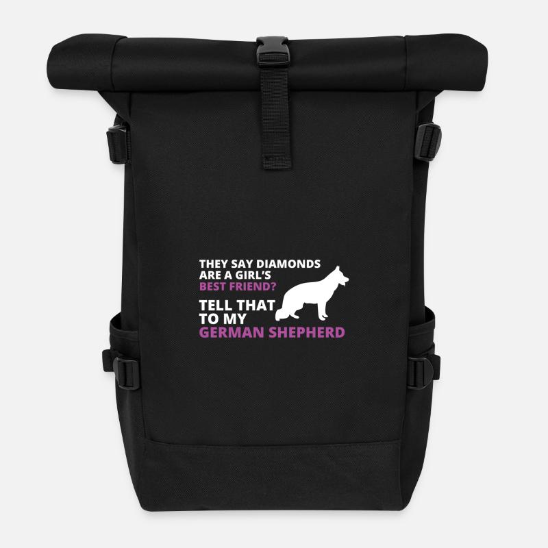 German shepherd - Roll Top Backpack - black