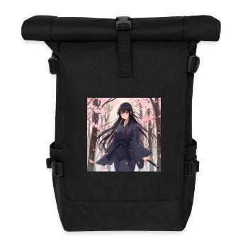 Sakura Samurai in the forest - Roll Top Backpack - black - Front