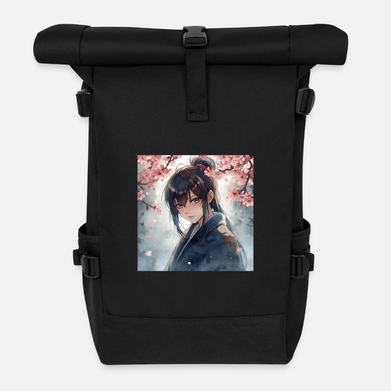 Hanfu unter Kirschblüten - Rolltop Rucksack - Schwarz