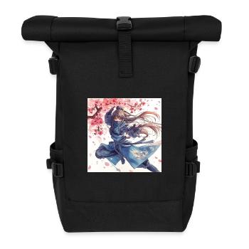Kirschblüten-Ninja im Blitzangriff - Rolltop Rucksack - Schwarz - Vorne