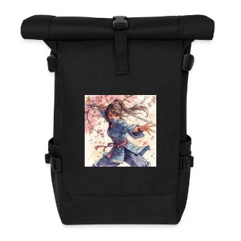 Flower Blade Ninja in Kimono - Roll Top Backpack - black - Front