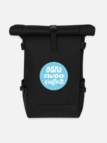 Oans zwoa gsuffa! - Rolltop Rucksack - Schwarz