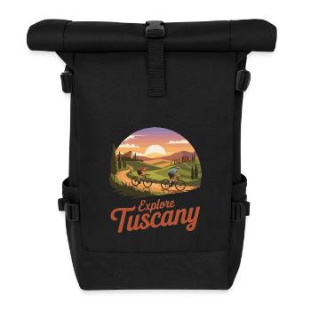 Explore Tuscany Italien Fahrrad Toskana Gravelbike - Rolltop Rucksack - Schwarz - Vorne