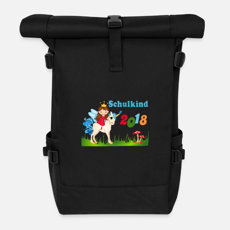 Schulkind 2018 Einschulung Einhorn Mädchen - Rolltop Rucksack - Schwarz