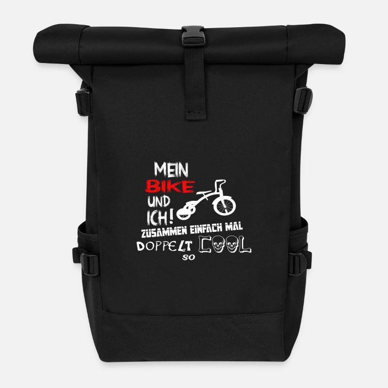 Fahrrad Radfahrer - Rolltop Rucksack - Schwarz