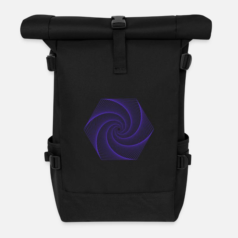 Spirale im hexagonalen Muster - Rolltop Rucksack - Schwarz