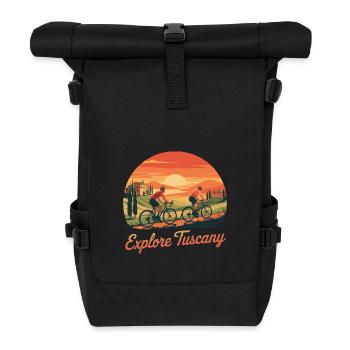 Explore Tuscany Italien Fahrrad Toskana Gravelbike - Rolltop Rucksack - Schwarz - Vorne