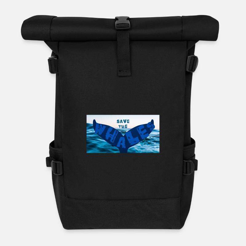 Save the whales - Rolltop Rucksack - Schwarz