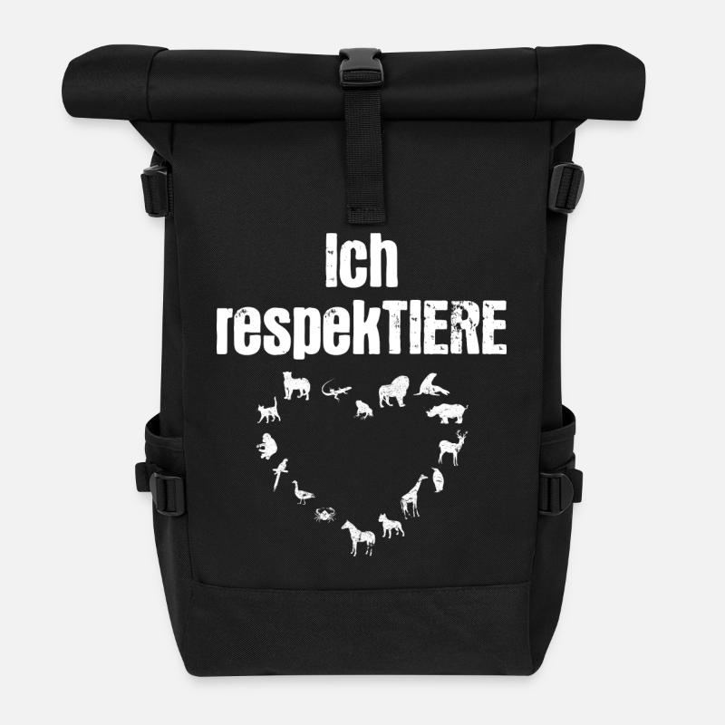 Ich respekTIERE - Rolltop Rucksack - Schwarz