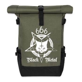 Black Metal Cat - CATAN (weißes Logo) - Rolltop Rucksack - Olive/Schwarz - Vorne