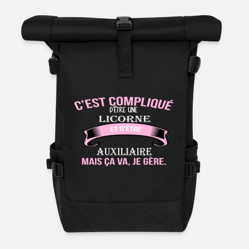 Auxiliaire - Sac à dos roll top - noir