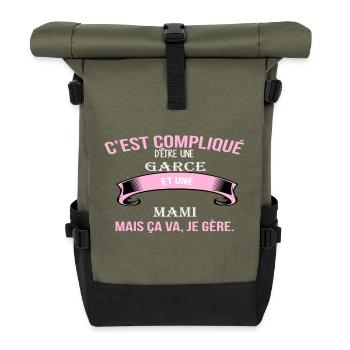 mami - Sac à dos roll top - olive/noir - Devant