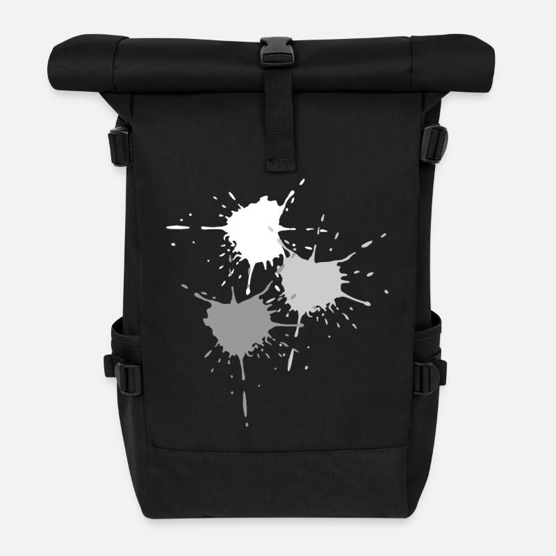 Kunst - Explodierende Farbkleckse in grau - Rolltop Rucksack - Schwarz