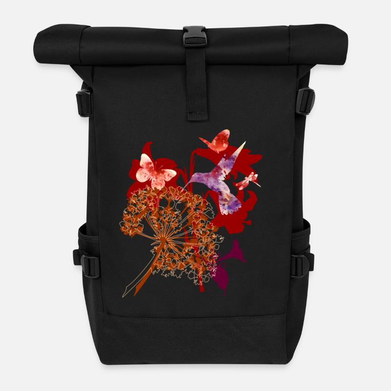 Papillons - Sac à dos roll top - noir