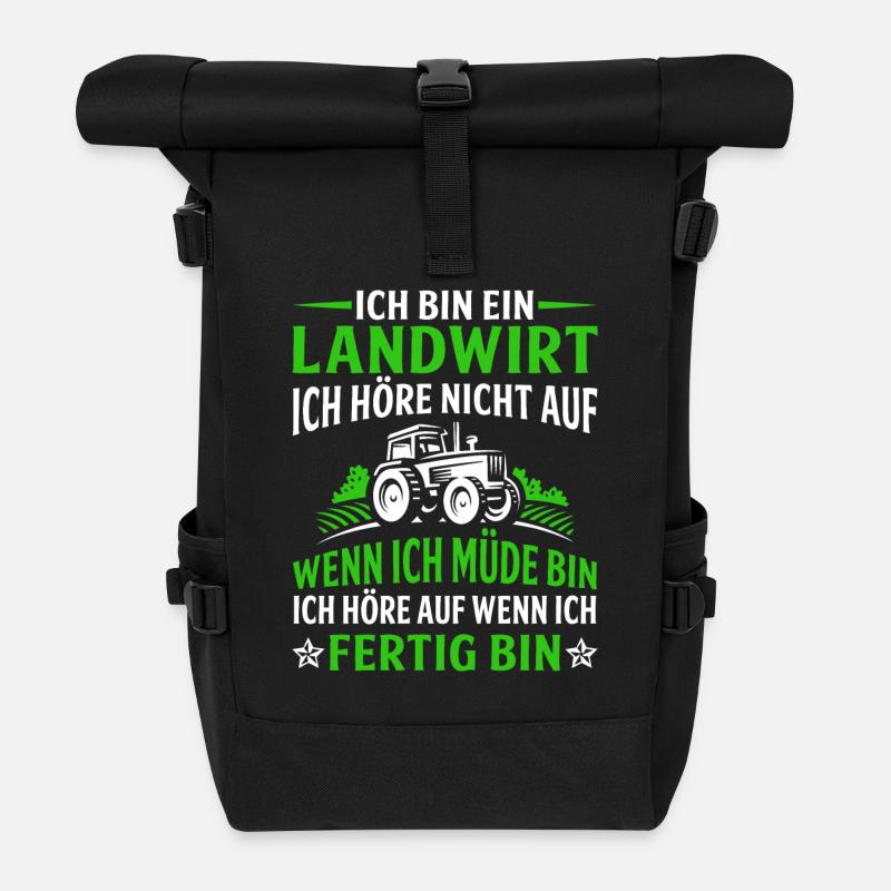 Ich bin ein Landwirt - Rolltop Rucksack - Schwarz
