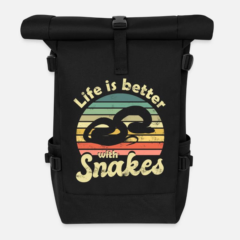 Schlange Schlangen - Rolltop Rucksack - Schwarz