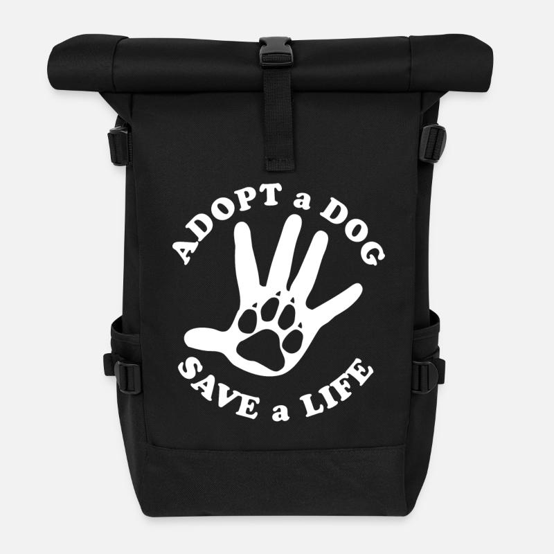 Die Adoption eines Hundes rettet ein Leben - Rolltop Rucksack - Schwarz