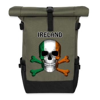 Skull Jolly Roger Pirate Flag Ireland R6Z - Roll Top Backpack - olive/black - Front