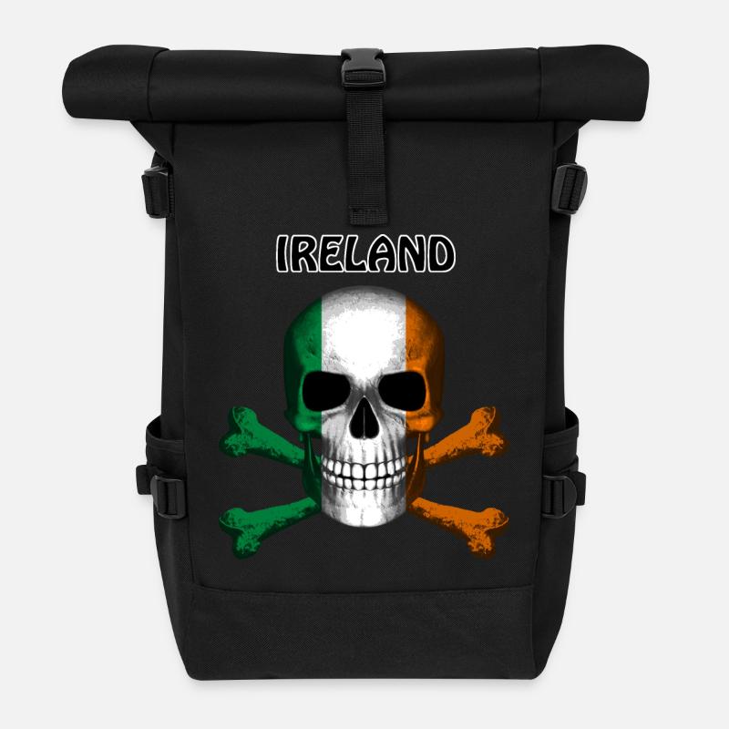 Skull Jolly Roger Pirate Flag Irlande R6Z - Sac à dos roll top - noir