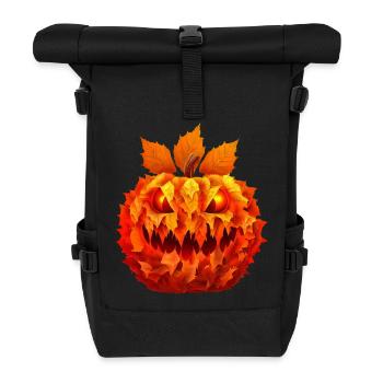 Herbstliches Halloween: Kürbis und warmes Laub - Rolltop Rucksack - Schwarz - Vorne