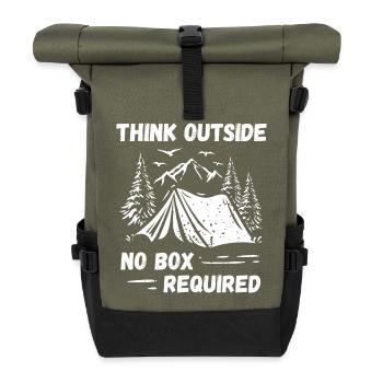 Camping, Hiking, Forest - Think Outside - Roll Top Backpack - olive/black - Front