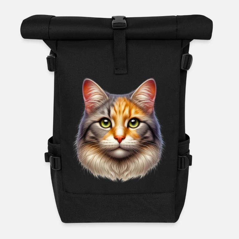 Katze - Rolltop Rucksack - Schwarz
