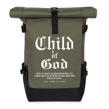 Child of God | John 1:12 Christian faith - Roll Top Backpack - olive/black - Front