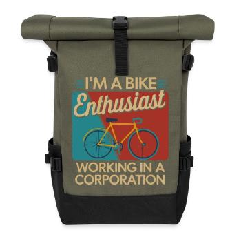 Bike Enthusiast Firmenleben - Rolltop Rucksack - Olive/Schwarz - Vorne