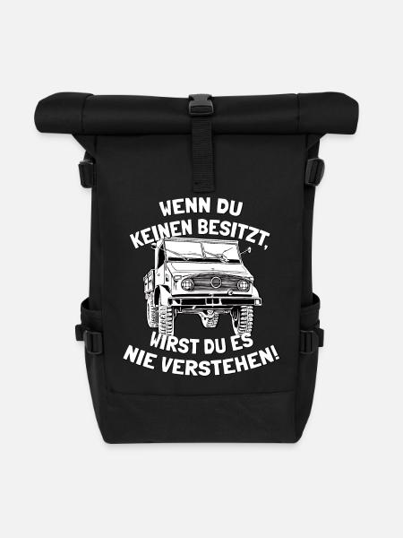 Unimog 404 - Offroad - Universal Motorgerät - Rolltop Rucksack - Schwarz