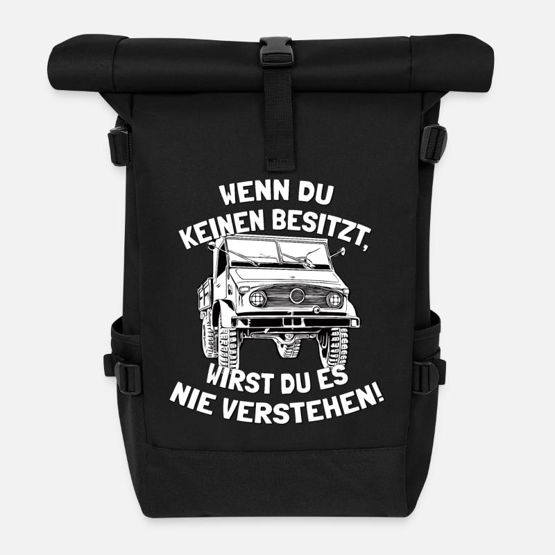 Unimog 404 - Offroad - Universal Motorgerät - Rolltop Rucksack - Schwarz