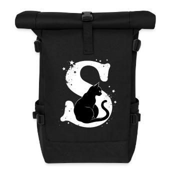 Letter S with cat - Roll Top Backpack - black - Front