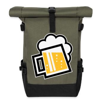 Bavarian Beer Mug (German Glass / R / \ / 3C) - Roll Top Backpack - olive/black - Front