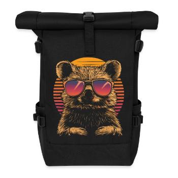 Quokka avec lunettes de soleil Vintage - Sac à dos roll top - noir - Devant